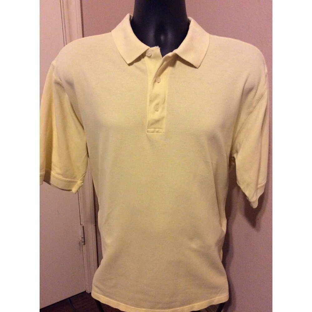 Men's Slazenger Golf Polo Shirt Size Large L Yellow Short Sleeve Cotton